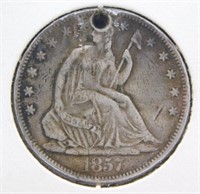 1857 Seated Half Dollar.