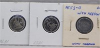(3) Seated Dimes. Dates Include: 1876, 1857,