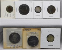 (7) Various Foreign Coins Includes: 1881 Canadian