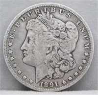 1891 Morgan Silver Dollar.