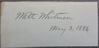 Walt Whitman cut signature  May 3, 1886 signed