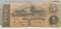 Confederate States of America $5 Note.