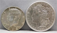 Morgan Silver Dollar and Kennedy Silver Half