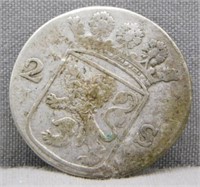 1763 Silver American Colonial Coin.