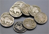 (10)  Buffalo Nickels, Circulated.