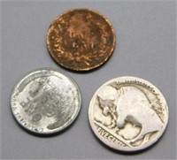 Buffalo Nickel, Indian Head Penny, Steel Penny.