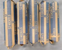 (5) Rolls of Old Jefferson Nickels.