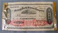 1936 British North Borneo Co. $1 Note.