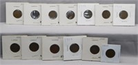 (13) Indian Head Cents of Various Dates.