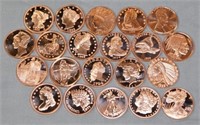 Roll of (20) Copper 1 Oz. Coins.
