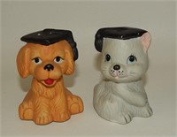 Puppy & Kitten in Graduation Mortarboard Hats
