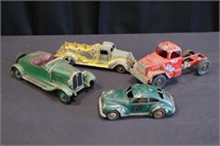 Vintage Die Cast  Car & 3 Trucks