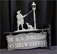 Dr. GA Danielson Metal Gate Post Address Sign