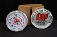 AP Muffler Ad Thermometer & AutoPart Ad Clock