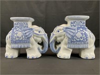 2 Chinese Blue & White Elephant Plant Stands