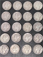 Lot of 50 Mercury head dimes 19430s-1950s
