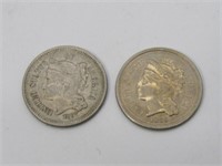 1865 & 1867 3-CENT NICKELS: