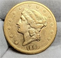 1889-CC $20 Gold Liberty Choice AU