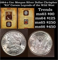 1884-o Unc Morgan Silver Dollar Chrispher "Kit" Ca
