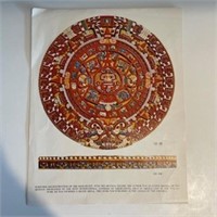 "THE SUN STONE OR AZTEC CALENDAR" 14" X 11"