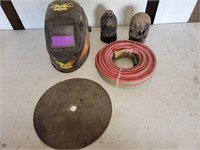 Welding helmet, torch hose amd misc.