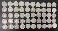 Lot of 50 Roosevelt Dimes 1940s-1960s