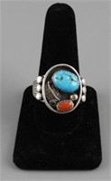 Awesome Mens Navajo Sterling ring with Turquoise &
