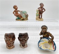 lot of 5 Black Americana Ceramic Figures