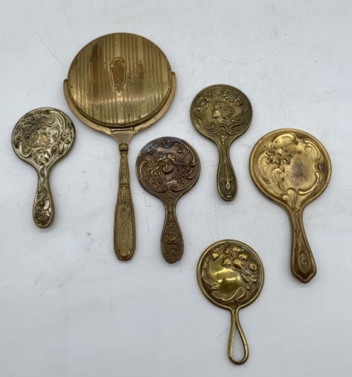 lot of 6 Victorian Style Hand Mirrors