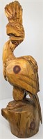 Large Hand Carved Wooden Bird Scultpure