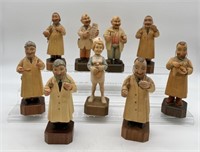 9 Anri Wooden Carved Figures