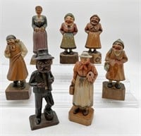 lot of 7 Wooden Carved Figures - Anri & others