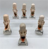 lot of 6 Ceramic Head Singers Smokers/Ashtrays