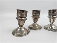 4 weighted sterling crown candlesticks