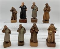 lot of 8 Carved Wooden Monks-Anri & others