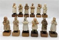 lot of 12 Carved Wooden Figures - Anri & others