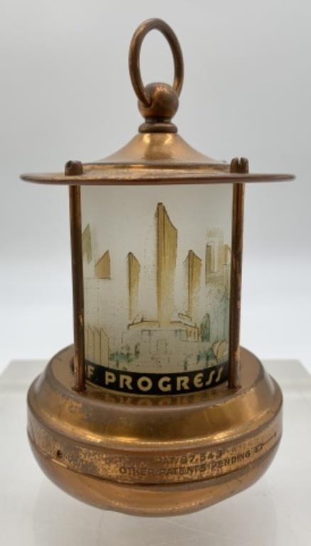 1933 Chicago Worlds Fair Glass/Brass Light