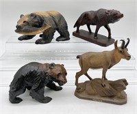 lot of 4 Wooden  Animal Carvings