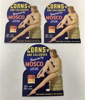 lot of 3 Mosco Rub Cardboard Advertisements