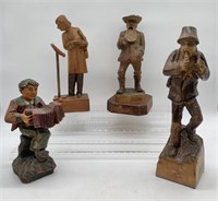 lot of 4 Carved Wooden Figures/Smoker