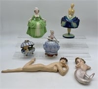 6 pcs- Art Deco Ladies, Mermaids, Figurines