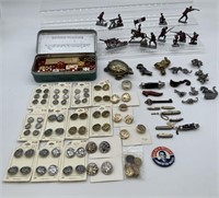 40+ Buttons, Minature Knives, Pewter Animals