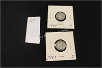 1943 & 1944 mercury dimes (display)