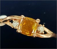 $3200 10K  Natural Orange Diamond(0.66ct) Ring