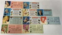 10 Pin-Ups Punchboard Cards & Ink Blotters
