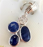 $1400 14K  Blue Sapphire(1.1ct) Diamond(0.08ct) Pe