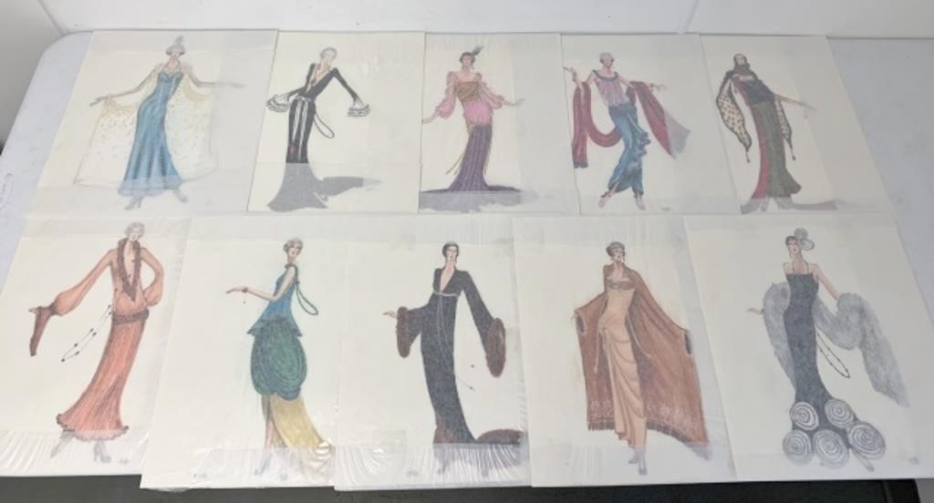 lot of 10 Fashion Drawings by Swotha?