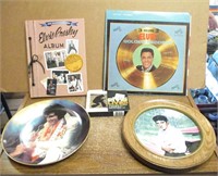 Group of Elvis Presley Collectibles, Album, Plates