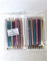New Lot of 2 7pc Glitter Ball Point Pens