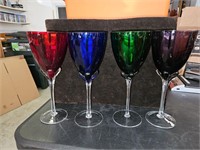 Set of 4 Murano Art Glass Wine Glasses